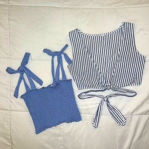 Cropped wrap top and cropped tie top perfect for Spring and/or Summer.